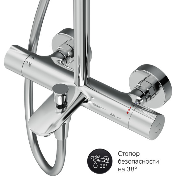 Душевая стойка с термостатом Am.Pm Like F0780564, Цвет производителя: хром - 14 Душевая стойка с термостатом Am.Pm Like F0780564, Цвет производителя: хром фото 14