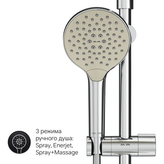 Душевая стойка с термостатом Am.Pm Like F0780464, Цвет производителя: хром - 12 Душевая стойка с термостатом Am.Pm Like F0780464, Цвет производителя: хром фото 12