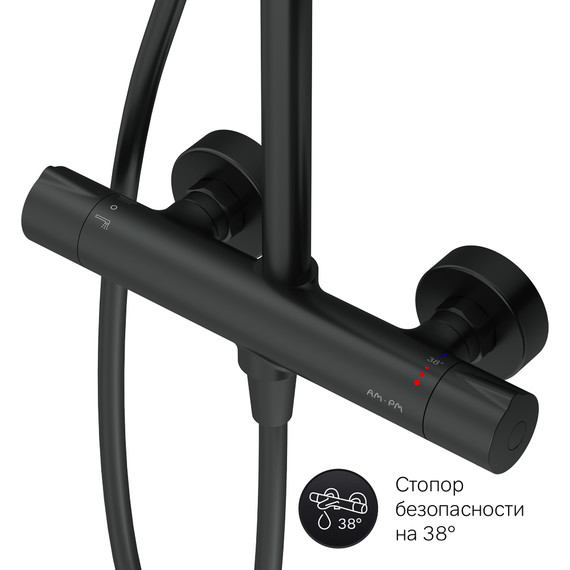 Душевая стойка c термостатом Am.Pm Like F0780422, черный, Цвет производителя: чёрный - 13 Душевая стойка c термостатом Am.Pm Like F0780422, черный, Цвет производителя: чёрный фото 13