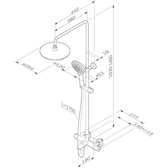 Душевая стойка с термостатом Am.Pm Like F0780564, Цвет производителя: хром - 18 Душевая стойка с термостатом Am.Pm Like F0780564, Цвет производителя: хром фото 18