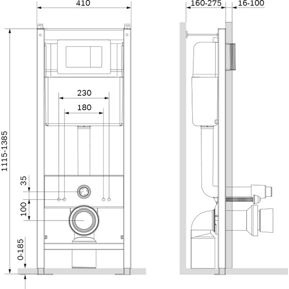 Инсталляция для подвесного унитаза Damixa DX00.I011.0151 (кнопка хром глянцевая) фото 3