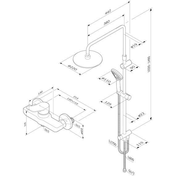 Душевая стойка Am.Pm X-Joy F42885A24, черный - 14 Душевая стойка Am.Pm X-Joy F42885A24, черный фото 14