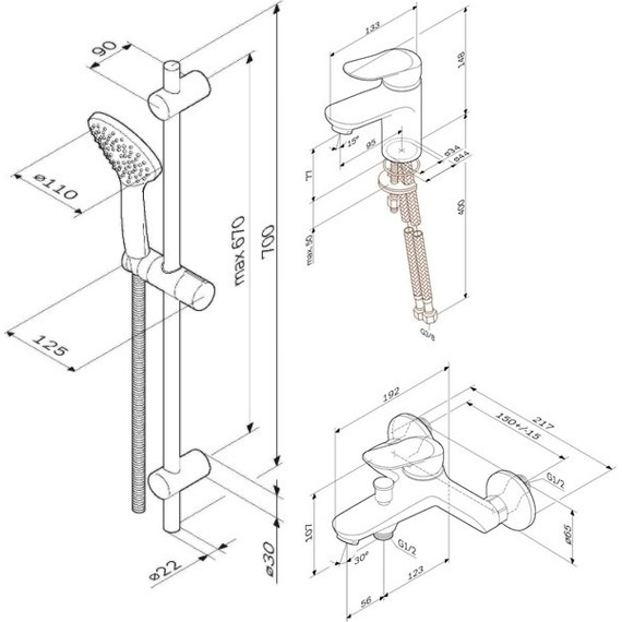 Набор смесителей 3 в 1 для ванны Am.Pm Sunny F40985C00 - 4 Набор смесителей 3 в 1 для ванны Am.Pm Sunny F40985C00 фото 4
