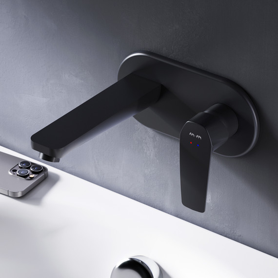 Смеситель для раковины настенный Am.Pm Gem F90A72222, чёрный, Цвет производителя: чёрный фото 2