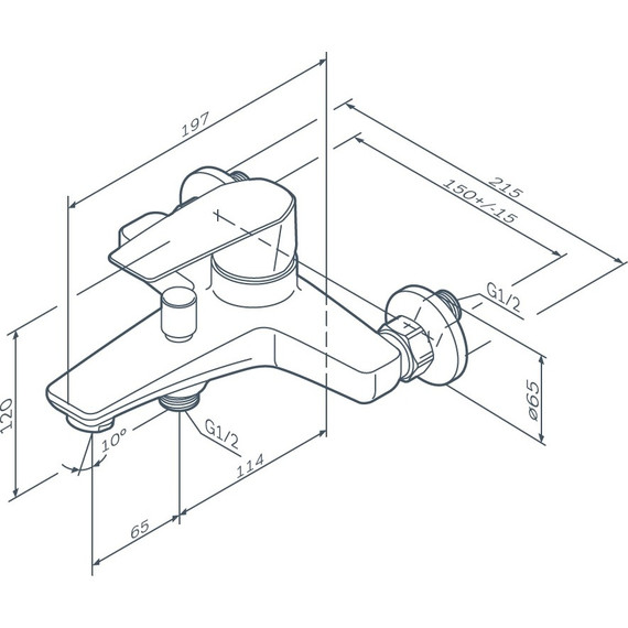 Смеситель для ванны Am.Pm Gem F90A10000, Цвет производителя: хром - 12 Смеситель для ванны Am.Pm Gem F90A10000, Цвет производителя: хром фото 12