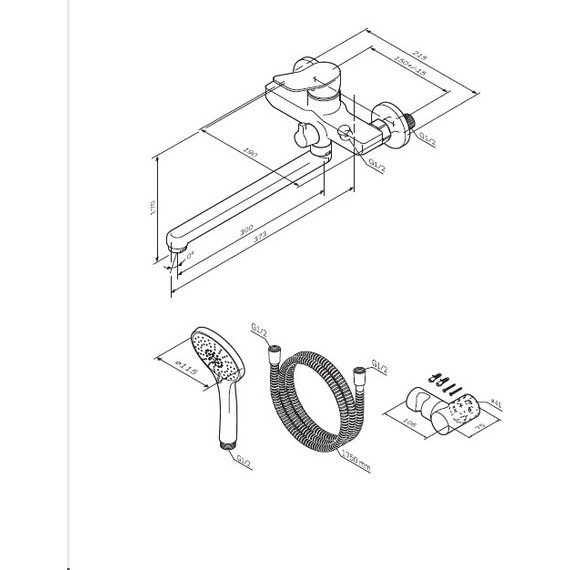 Смеситель для ванны Am.Pm X-Joy F85A95000 с душевым набором, хром, Цвет производителя: хром - 9 Смеситель для ванны Am.Pm X-Joy F85A95000 с душевым набором, хром, Цвет производителя: хром фото 9