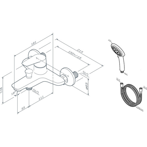 Смеситель для ванны Am.Pm Joy F85E15000 фото 12