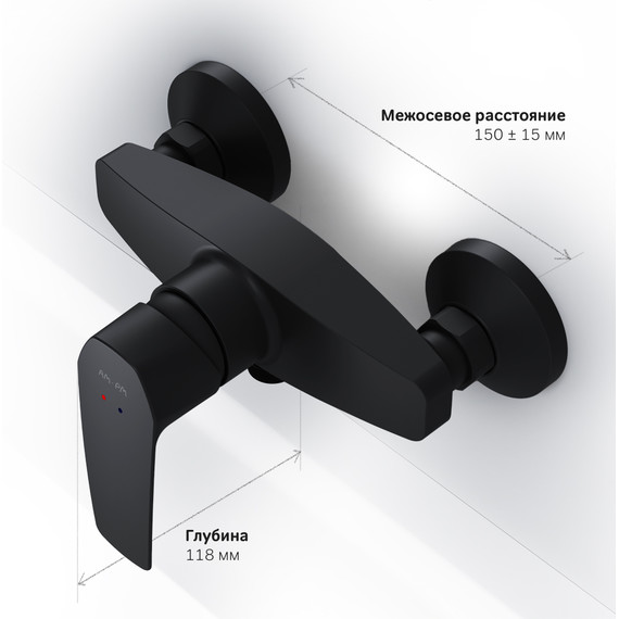 Смеситель для душа Am.Pm Gem F90A20022, черный, Цвет производителя: чёрный фото 8