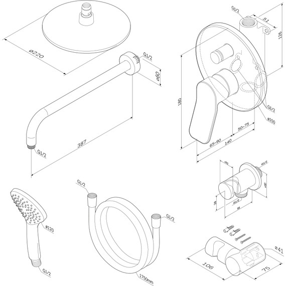 Душевая система для душа Am.Pm X-Joy FB85A1RH02, черный, Цвет производителя: чёрный - 10 Душевая система для душа Am.Pm X-Joy FB85A1RH02, черный, Цвет производителя: чёрный фото 10