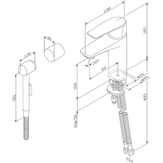 Смеситель для раковины с гигиеническим душем Am.Pm Gem F90A03000, Цвет производителя: хром фото 12