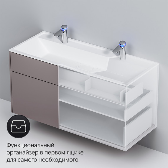 Тумба подвесная с раковиной Am.Pm Inspire 2.0 120 см M50AFHX1203EGM, серый фото 9