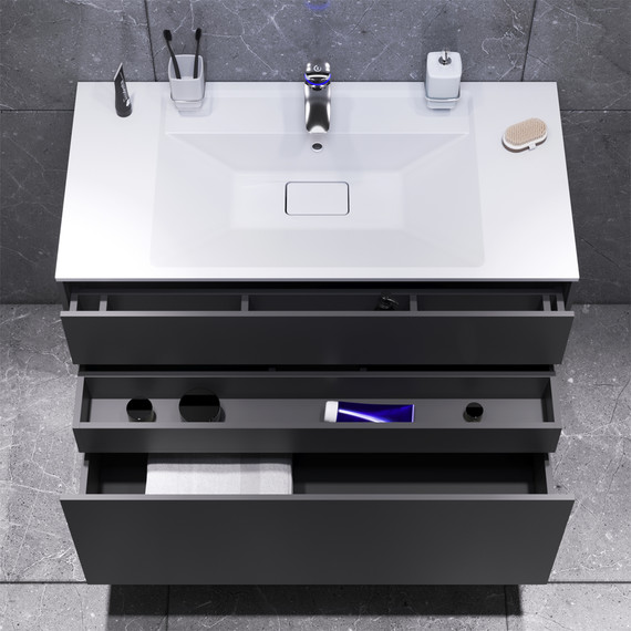 Тумба подвесная с раковиной Am.Pm Inspire 2.0 100 см M50AFHX1003GM, графит матовый фото 3