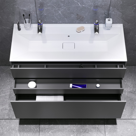 Тумба подвесная с раковиной Am.Pm Inspire 2.0 120 см M50AFHX1203GM, графит матовый фото 3