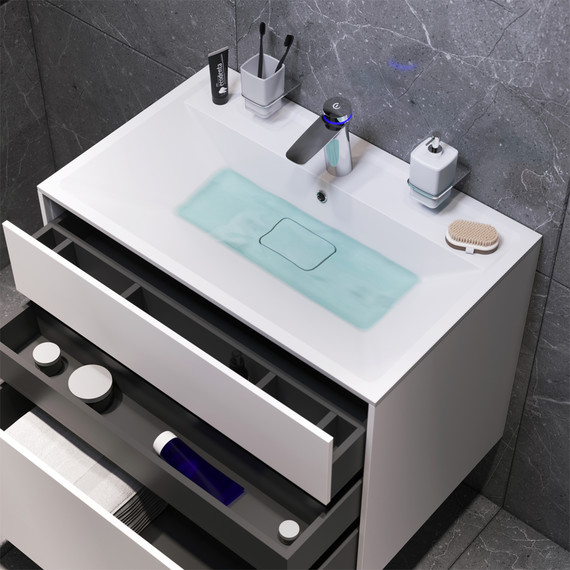 Тумба подвесная с раковиной Am.Pm Inspire 2.0 80 см M50AFHX0803WM, белый матовый фото 5