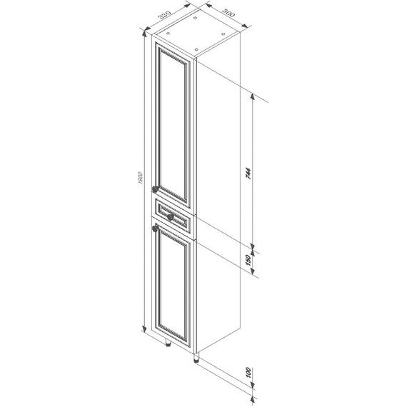 Пенал напольный RedBlu by Damixa Palace One 30 см M41CSR0303WG, белый - 5 Пенал напольный RedBlu by Damixa Palace One 30 см M41CSR0303WG, белый фото 5