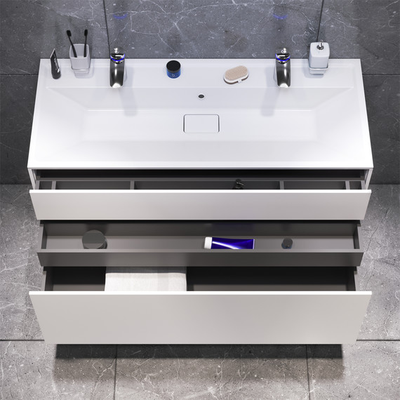 Тумба подвесная с раковиной Am.Pm Inspire 2.0 120 см M50AFHX1203WM, белый матовый фото 3