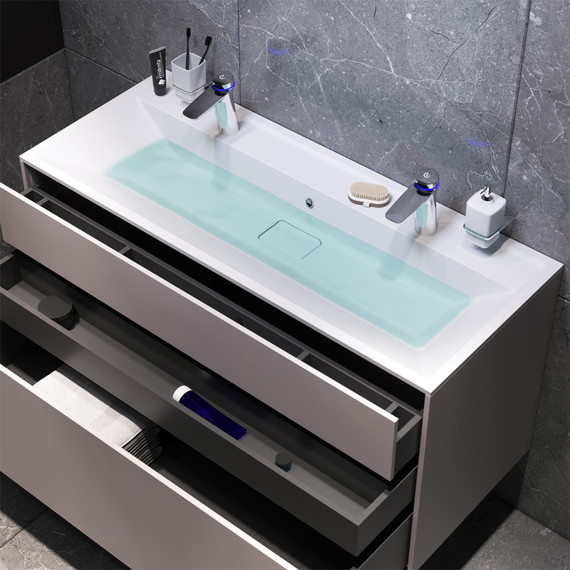 Тумба подвесная с раковиной Am.Pm Inspire 2.0 120 см M50AFHX1203EGM, серый фото 5