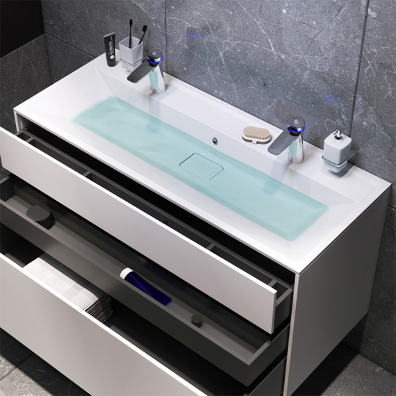 Тумба подвесная с раковиной Am.Pm Inspire 2.0 120 см M50AFHX1203WM, белый матовый фото 5