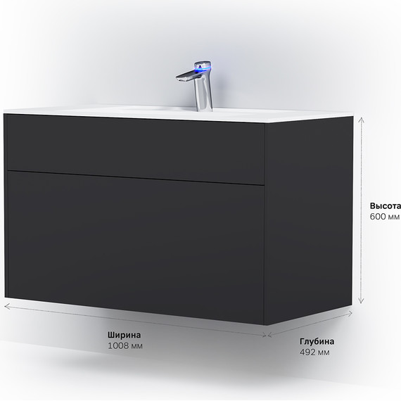 Тумба подвесная с раковиной Am.Pm Inspire 2.0 100 см M50AFHX1003GM, графит матовый фото 10