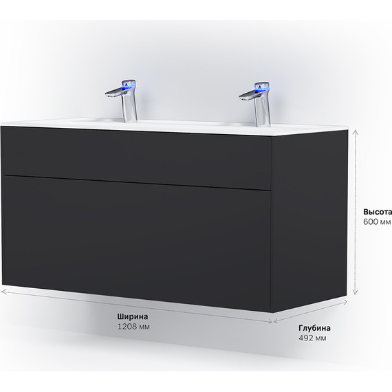 Тумба подвесная с раковиной Am.Pm Inspire 2.0 120 см M50AFHX1203GM, графит матовый фото 10