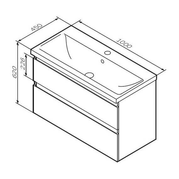 Тумба подвесная с раковиной Am.Pm X-Joy 100 см M85AFHX1002WG, белый глянцевый, Цвет фасада: белый фото 16