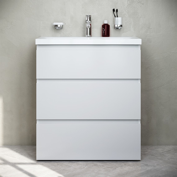 Тумба напольная с раковиной Am.Pm Gem S 75 см M91FSX0752WG, белый глянцевый, Цвет фасада: белый фото 2