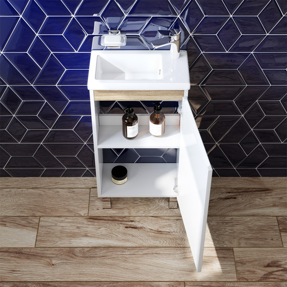 Тумба напольная с раковиной Am.Pm X-Joy 45 см M85AFSX0451WG, белый глянцевый фото 3