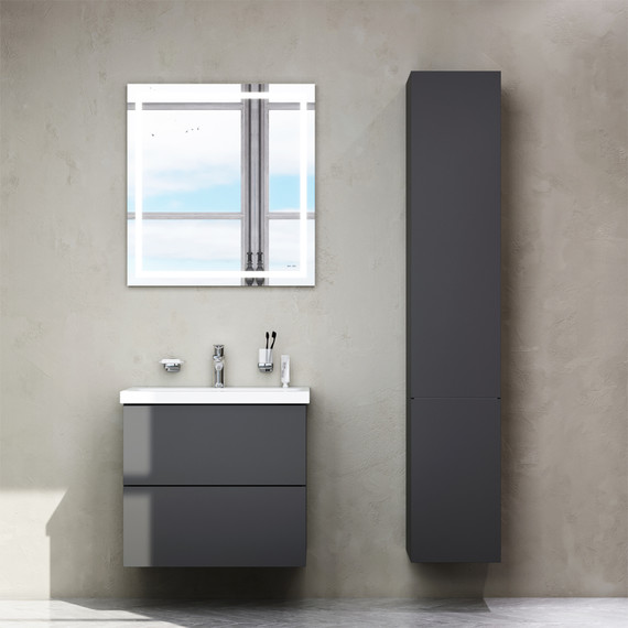 Тумба подвесная с раковиной Am.Pm Gem 60 см M90FHX06022GM, графит матовый, Цвет фасада: чёрный фото 6