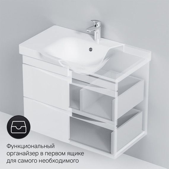 Тумба подвесная с раковиной Am.Pm Like 80 см M80FHX0802WG, белый глянцевый фото 9