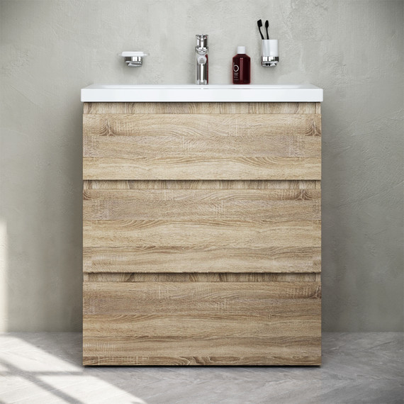 Тумба напольная с раковиной Am.Pm Gem S 75 см M91FSX0752OF, светлый дуб, Цвет фасада: светлое дерево фото 2