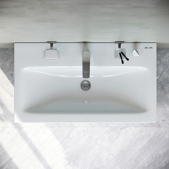 Тумба подвесная с раковиной Am.Pm Gem 75 см M90FHX07522WG, белый глянец, Цвет фасада: белый глянцевый - 7 Тумба подвесная с раковиной Am.Pm Gem 75 см M90FHX07522WG, белый глянец, Цвет фасада: белый глянцевый фото 7