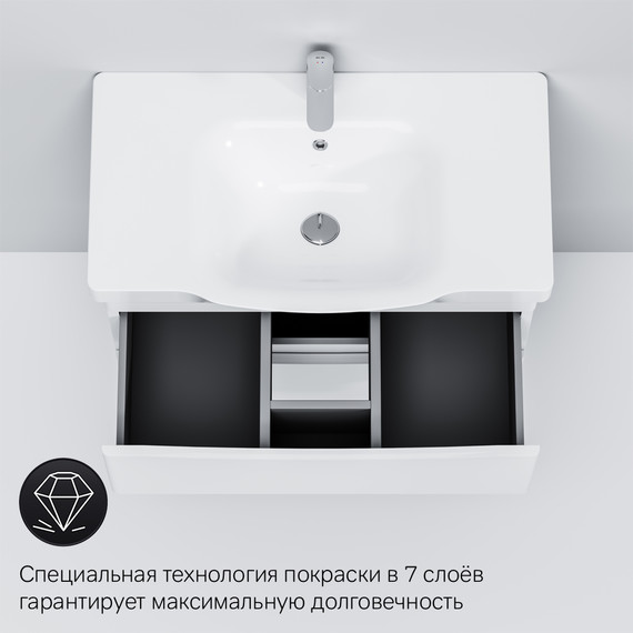 Тумба подвесная с раковиной Am.Pm Like 80 см M80FHX0802WG, белый глянцевый фото 8