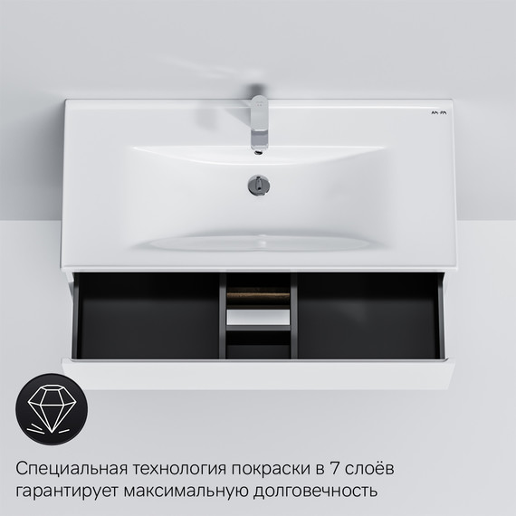 Тумба подвесная с раковиной Am.Pm X-Joy 100 см M85AFHX1002WG, белый глянцевый, Цвет фасада: белый фото 8