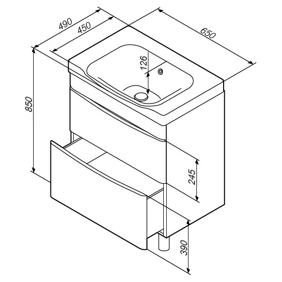 Тумба напольная с раковиной AM.PM Like 65 см M80FSX0652WG, белый глянцевый фото 8