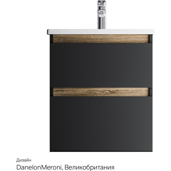 Тумба подвесная с раковиной Am.Pm X-Joy 55 см M85AFHX0552BM, черный матовый, Цвет фасада: чёрный фото 10