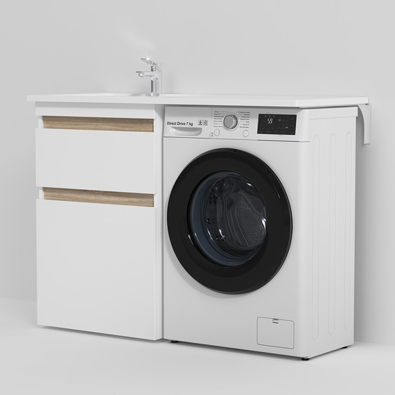 Тумба с раковиной-столешницей Am.Pm X-Joy 120 см L M85AFSX0602WG (раковина M85AWPL1201WG) белый глянцевый фото 4