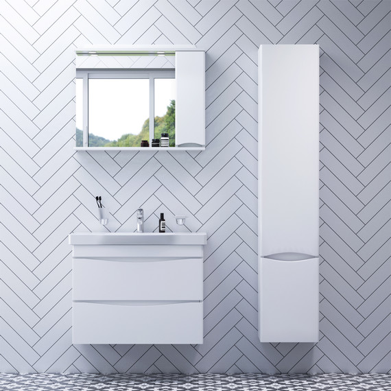 Тумба подвесная с раковиной Am.Pm Like 80 см M80FHX0802WG, белый глянцевый фото 6