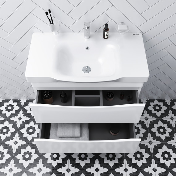 Тумба подвесная с раковиной Am.Pm Like 80 см M80FHX0802WG, белый глянцевый фото 3