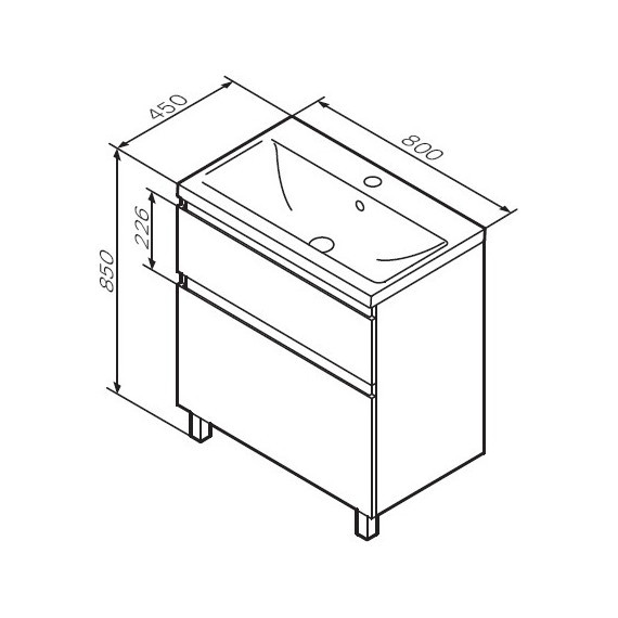 Тумба напольная с раковиной Am.Pm X-Joy 80 см M85AFSX0802WG, белый глянцевый фото 16