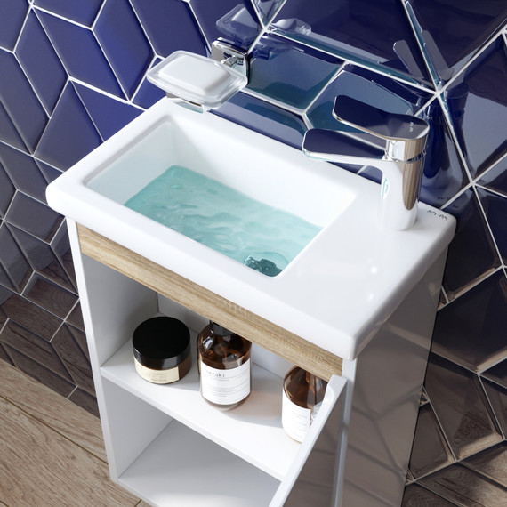 Тумба подвесная с раковиной Am.Pm X-Joy 45 см M85AFHX0451WG, белый глянцевый фото 5