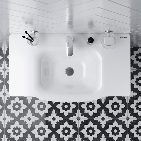 Тумба напольная с раковиной Am.Pm Like 80 см M80FSX0802WG, белый глянцевый фото 2