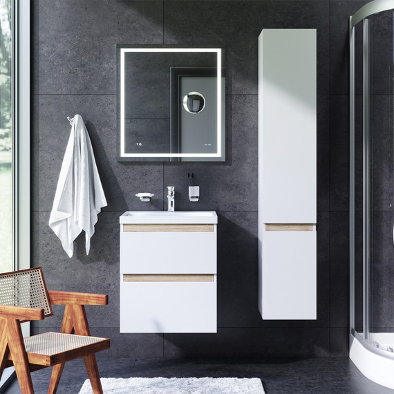 Тумба подвесная с раковиной Am.Pm X-Joy 55 см M85AFHX0552WG, белый глянцевый, Цвет фасада: белый фото 6