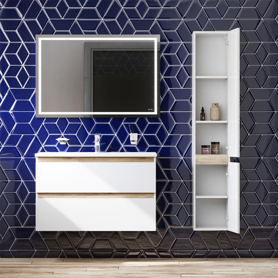 Тумба подвесная с раковиной Am.Pm X-Joy 100 см M85AFHX1002WG, белый глянцевый, Цвет фасада: белый фото 6