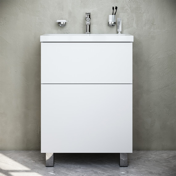 Тумба напольная с раковиной Am.Pm Gem 60 см M90FSX06022WG32, белый глянцевый, Цвет фасада: белый - 2 Тумба напольная с раковиной Am.Pm Gem 60 см M90FSX06022WG32, белый глянцевый, Цвет фасада: белый фото 2