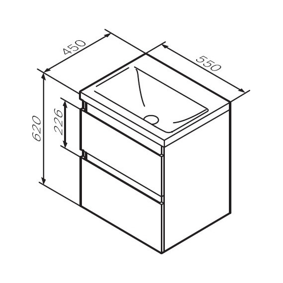 Тумба подвесная с раковиной Am.Pm X-Joy 55 см M85AFHX0552WG, белый глянцевый, Цвет фасада: белый фото 16