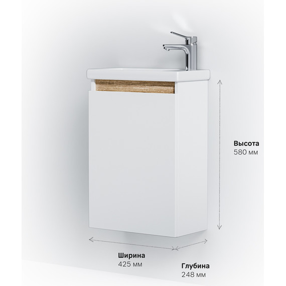 Тумба подвесная с раковиной Am.Pm X-Joy 45 см M85AFHX0451WG, белый глянцевый фото 10