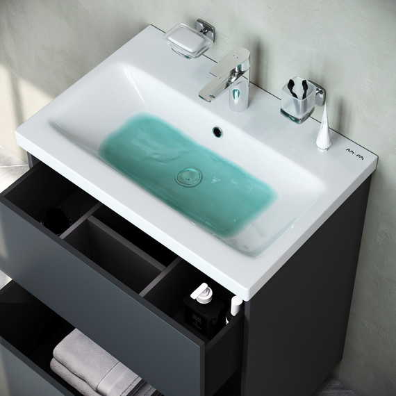 Тумба напольная с раковиной Am.Pm Gem 60 см M90FSX06022WG32, белый глянцевый, Цвет фасада: белый - 5 Тумба напольная с раковиной Am.Pm Gem 60 см M90FSX06022WG32, белый глянцевый, Цвет фасада: белый фото 5