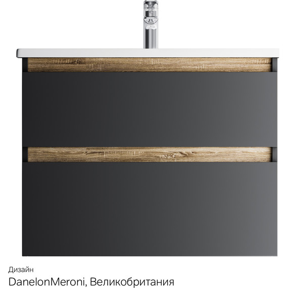 Тумба подвесная с раковиной Am.Pm X-Joy 80 см M85AFHX0802BM, черный матовый, Цвет фасада: чёрный фото 10