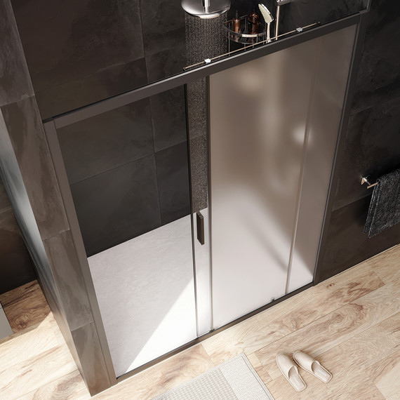 Дверь душевая Am.Pm Gem Solo 140х195 см W90G-140-1-195BM, черный/матовое фото 3