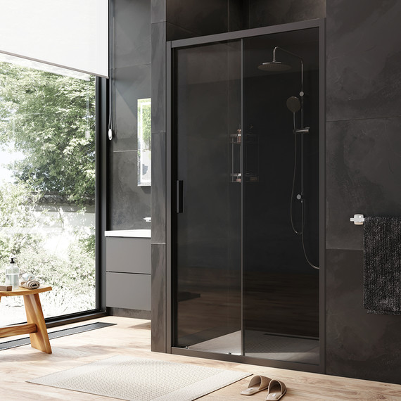 Дверь душевая Am.Pm Gem Solo 110х195 см W90G-110-1-195BG, черный/тонированное фото 2